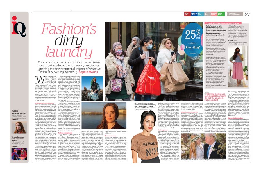 Newspaper feature on fashion and sustainability.