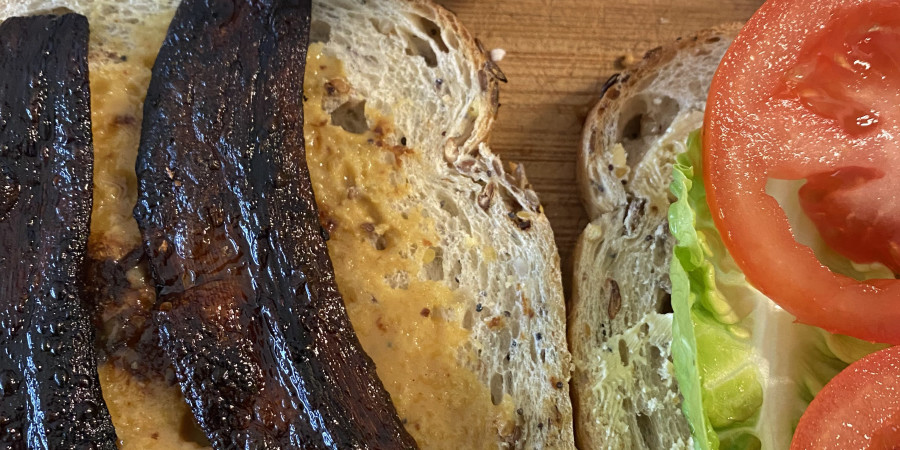 ​Banana peel bacon BLT sandwich.