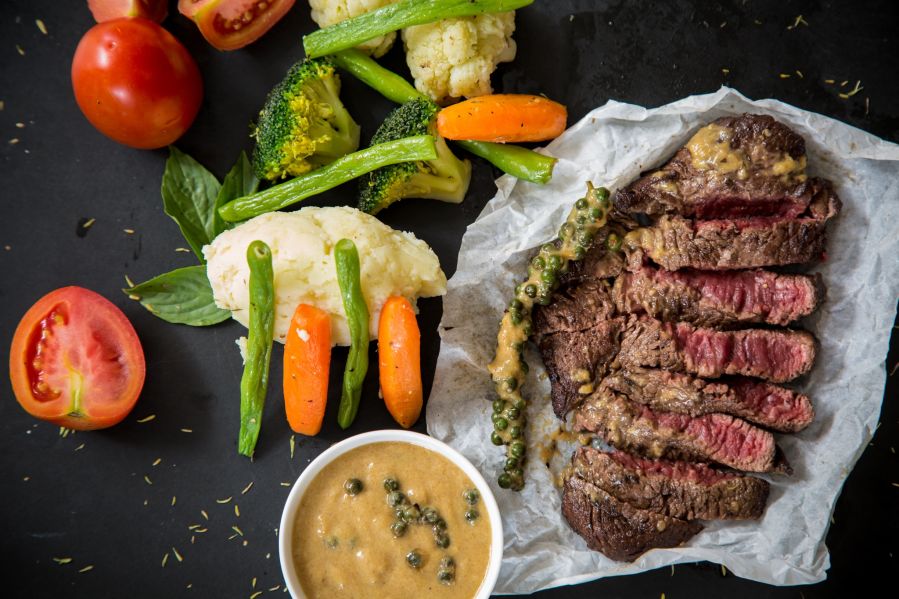 rare steak.