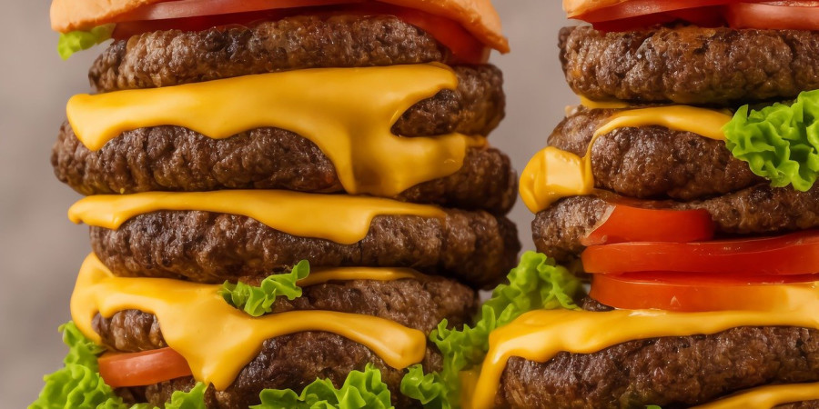 two tall burger stacks.