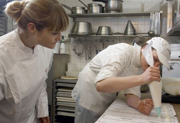 Sophie Morris learning pastry making.