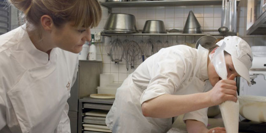 Sophie Morris learning pastry making.